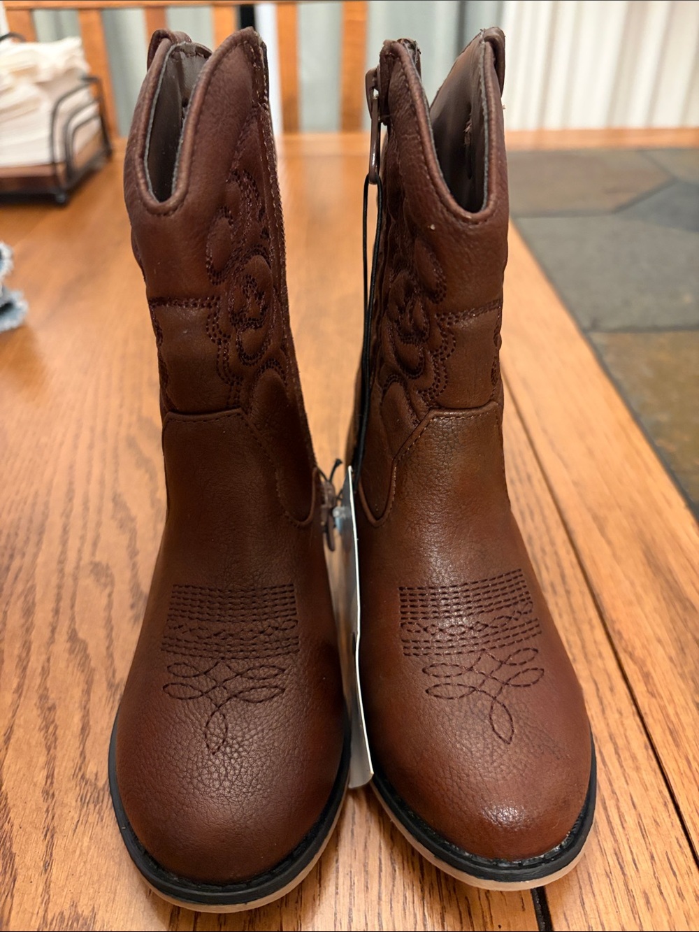 Cat & Jack Brown Girls' Embroidered Western Boots